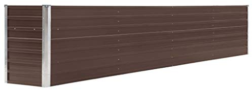 Festnight Hochbeet Metall Hochbeet Balkon Blumenkasten Balkon Garten-Hochbeet Pflanzkasten Balkon Kräuterbeet Pflanzkübel Groß Außen Hochbeet Verzinkter Stahl 320×40×45 cm Braun