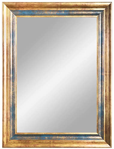 Online-GalleryKing Wandspiegel nach Maß 70 x 105 cm Blau Gold Barock Shabby Vintage für | Flur | Badezimmer | Wohnzimmer | Schlafzimmer | Spiegel Rahmen OGK-EH23