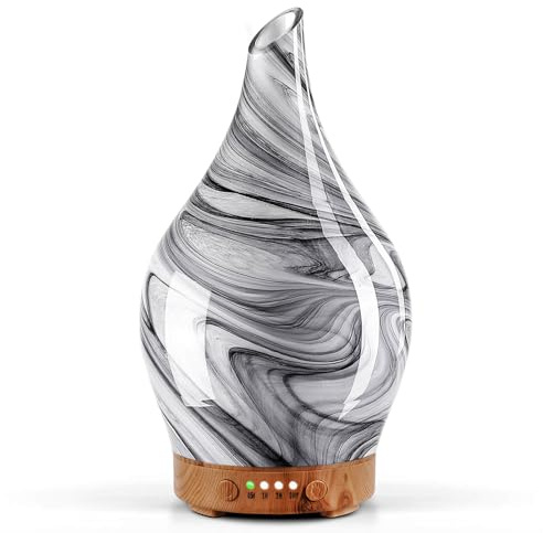 Porseme Diffuseur Huiles Essentielles Verre 150ml,Ultrasonique 7 Couleurs | Diffuseur d'huiles Essentielles,Humidificateur Ultrasonique Silencieux à BPA pour la Maison, Le Yoga, Avec Minuterie (Ink)