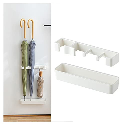 PPGE Home Regenschirmständer Wandmontage, Wandhalterung Schirmständer Weiß mit Abnehmbarem Tropfablage, Egenschirmstander, Wand Regenschirm-Aufbewahrung-Regal für Zuhause, Büro, Eingang