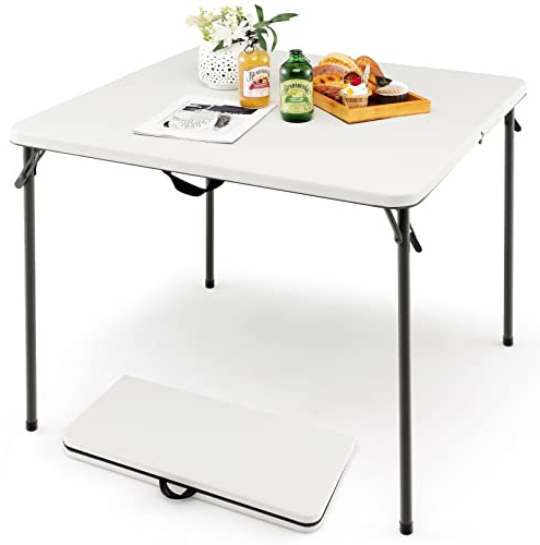 SPOTRAVEL Folding Camping Table, Picnic Table (White, 86 x 86 x 73 cm)