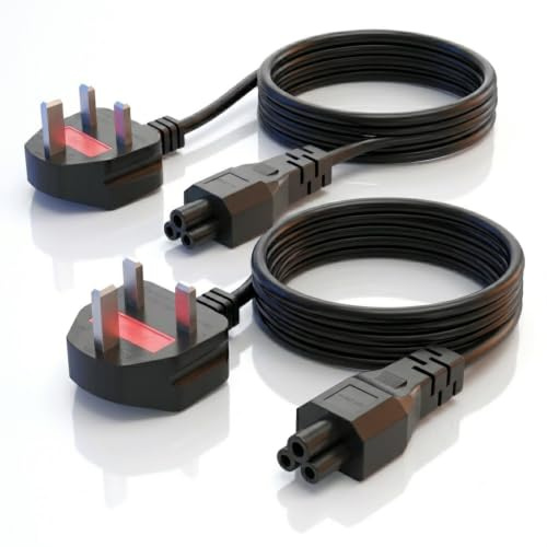 Replacement Power Cord 5FT, IEC C5 to NEMA 5-15P Cloverleaf 3 Slot Cable, Long Lasting 18AWG 10A 125V for Missing Charger Cable, Laptop Power Brick, Projector, Printer, PS Xbox, Student Office Backup