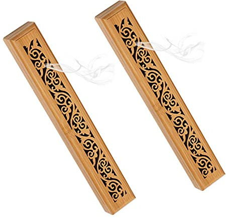 Eabdice 2 Pezzi Porta Incenso in Legno, Porta Incenso per Bastoncini, Scatola di Bruciatore di Incenso, Adatto per la Decorazione Della Casa, la Meditazione, lo Yoga, l'Aromaterapia