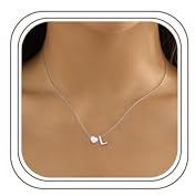 LOLIAS Heart Initial Necklace Women Silver Necklace Stainless Steel Name Necklace With Tiny Heart Letter Pendant Personalised Necklace Women Girls Gifts