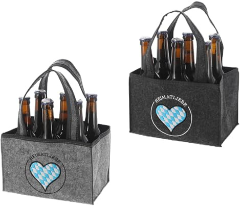 Cepewa wunderschöne Tasche,Flaschenträger,Flaschentasche,Bierträger Heimatliebe für 6 Flaschen aus Polyester Filz