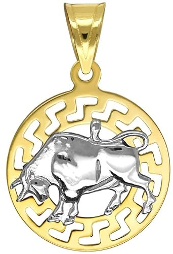 KingGold Stier Sternzeichen Anhänger Andenken mit Weißgold 585