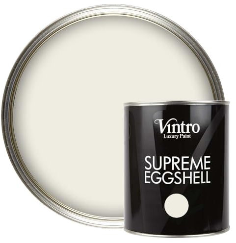Vintro Paint | Cream Eggshell Paint | for Walls | Wood | Trim | Satin Furniture Paint | Interior & Exterior Use. 1 Litre (Trafalgar Square - Cream)