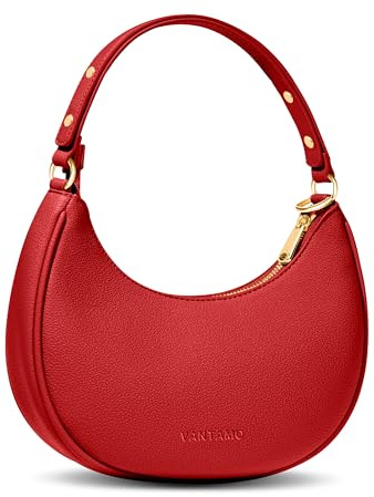 Vantamo Moonbag Clutch – aus Kunstleder mit RFID-Diebstahlschutz und verstellbarem Schultergurt – Luna-Tasche mit goldfarbenen Reißverschlüssen und Clip zum Schutz vor Taschendieben