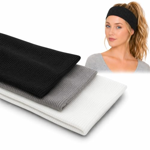 Bandeau Cheveux Femme, Homme, Fille Ou Enfant, Elastique Cheveux Sport Avec Fitness Materiel Antidérapant. Bandeau Maquillage, Accessoires Cheveux. Résistant Et Respirant. 3pcs Gris Foncé