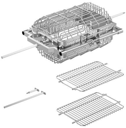 AJinTeby Cesta de pavo, kit de cesta de asador para Kamado Joe JoeTisserie KJ155172022 parrilla, cesta plana, cesta de vaso y varilla de conexión rápida para Kamado Classic Joe, Big Joe