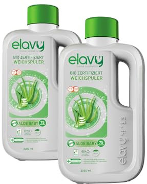 Elavy Bio Zertifiziert Aloe Baby Weichspüler 75 Waschladungen 3000 ML Pack of 2