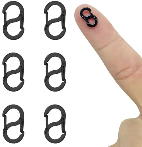 NICEIN 6 chiusure a catena a doppia apertura, per bracciali in acciaio inox, mini moschettone, chiusura corta (nero 16 mm)