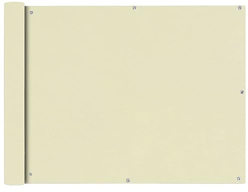 Buzaza Balkonsichtschutz Oxfordgewebe 90x600 cm Creme Balkon Sichtschutz Bespannung Terrasse Windschutz Sonnenschutz Balkonbespannung Balkonverkleidung