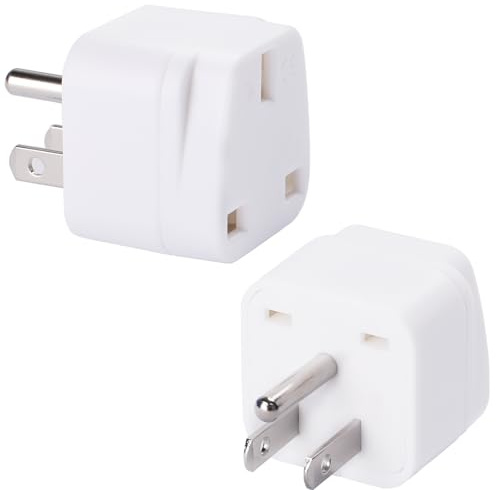Wirafix UK to US Plug Adaptor, 2 Pack Thailand Travel Adapter, Brushed Surface USA Travel Adapter, Travel Adaptor from UK To USA,Thailand, Mexico, Canada, Colombia, White (Type B)