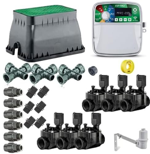 Suinga Pack Riego Automático 6 Zonas de Riego Eléctrica | Riego Automatico para Jardin | Temporizador de Riego Eléctrico | Incluye Programador y Electroválvulas