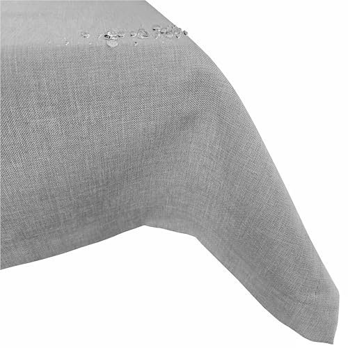 Abwaschbare Fleckenabweisende Leinenoptik Tischdecke (Hellgrau 130x220cm Eckig) hohe Stoffdichte GSM240g/m² Fleckschutz Lotuseffekt wasserabweisende kratzfeste Tischdecken Eckig/Oval/Rund viele Größen