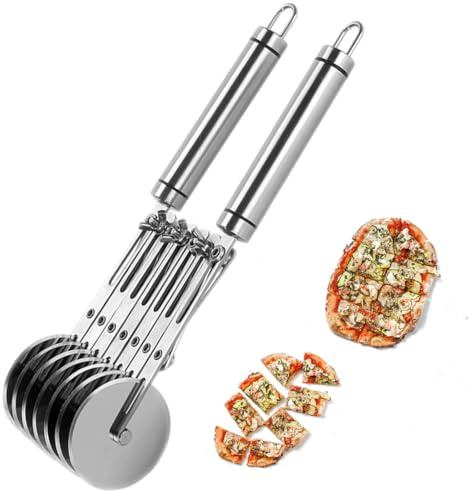 Cortador de Pizza 7 Ruedas,Cortador de Pastelería,Cortador de Pasta, Cortador de Masa, Ajustable, Adecuado con Asa para Hornear, Pastelería, Pan (7 ruedas)