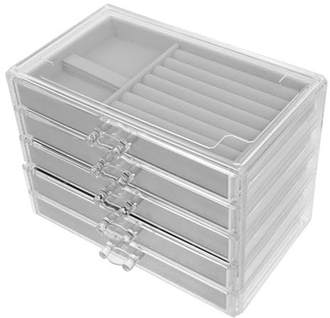 Cabilock Steinsammelbox Acryl 5-lagig Mit Unterteilungen Samtfutter Aufbewahrungskoffer Für Gesteinssammlung Kristallvitrine Display Organizer