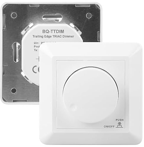 Led Dimmer Schalter, 230 V Unterputz Dimmer, Drehdimmer, Dimmer Abdeckplatte, LED Dimmer, Dimmer- Abdeckrahmen, Dimmschalter LED, Lichtschalter Dimmer für LED Lampen & Glühlampen, Weiß