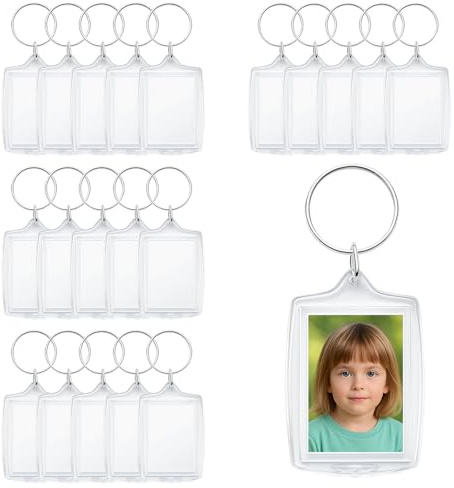 PDirat 20 Stück Foto Schlüsselanhänger mit Schlüsselring, Schlüsselanhänger mit Foto, Schlüsselanhänger Bild, Persönliche Geschenke für Familie und Freunde, 4 x 5,5 cm