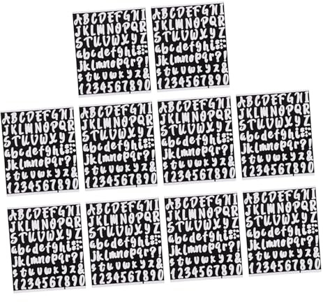 Baluue Selbstklebende Buchstaben und Zahlen Aufkleber aus Pvc für Kinderzimmer und Lernraum 10 Blatt Weiß