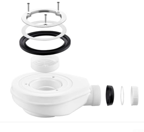 Zeroupshop Kit de desagüe de plato de ducha con accesorios de 90 mm de diámetro, salida DN de 40 mm, baja altura de 26 mm, construcción de polipropileno y filtro de pelo compatible con varios recintos