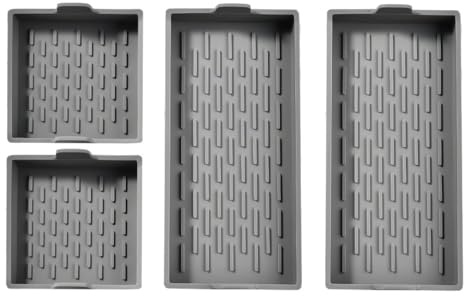 NINMORTH Paquete de 4 moldes rectangulares y cuadrados de silicona para tartas, brownies, magdalenas, pan, 25 x 12 x 2,5 cm + 12 x 12 x 2,5 cm, color gris