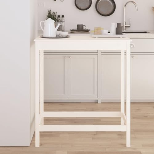 Pyvara Bbord vit av massiv furu, 100 x 50 x 110 cm, stabilt matbord, köksbord, matbord för matsal, vardagsrum med robust platta och praktisk ram