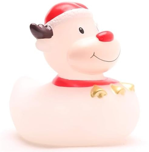 DUCKSHOP I Badeente Rentier weiss I Quietscheentchen I L: 8,5 cm I Geschenk Weihnachten