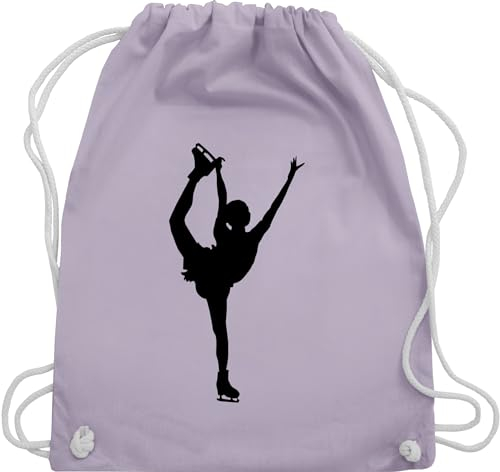 Turnbeutel Rucksack - Snowboard, Ski und mehr - Eiskunstläuferin Einzellaufen - Unisize - Pastell Lila - kinderturnbeutel skifahren eislauf baumwollrucksack sport tasche kinder wintersport iceskate