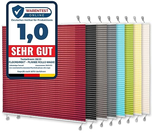 Magic Estor plisado para ventana con fijación sin agujeros, 7 colores y muchos tamaños (110 x 150 cm, blanco)