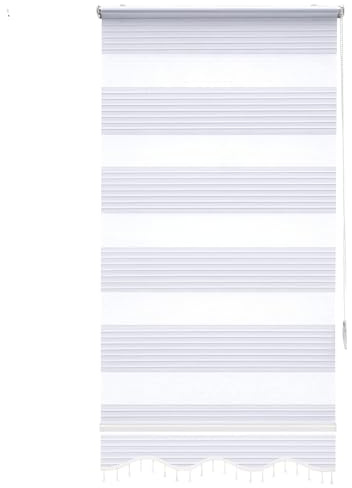Brillant® Doppelrollo ohne Bohren Klemmfix 60x200cm Weiß – Duo Rollo Zebra mit Streifen – Lichtdurchlässig & Blickdicht – Stoffbreite 57cm – Fensterrollo für Türen & Fenster – Made in Germany