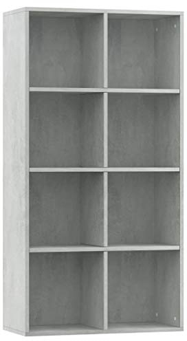 Tidyard Bücherregal TV-Schrank Standregal Medienregal CD DVD Ablage Aufbewahrung Raumteiler Wandregal Aktenregal Schrank Ordnerregal Büro Betongrau 66×30×130 cm Spanplatte
