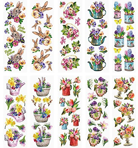 Ideen mit Herz Transparent-Sticker | 10 Bogen à 10 cm x 30 cm | Bunte Aufkleber zum Basteln & Dekorieren (Ostern | Ostergrüße 02)