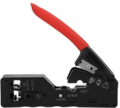 Network Crimper, Wire Stripper, Network Wire Crimper Stripper Cutter Crystal Head Crimping Tool for CAT-5 CAT-6 CAT-7(Red)