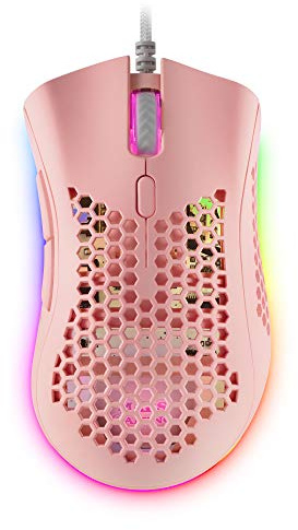 Mars Gaming MMEXP Rosa, RGB Gaming-Maus, 32K DPI, Feather-Kabel, HUANO-Schalter