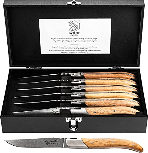 Laguiole Style de Vie Steakmesser Luxury Line, 6-teilig, Eichenholz