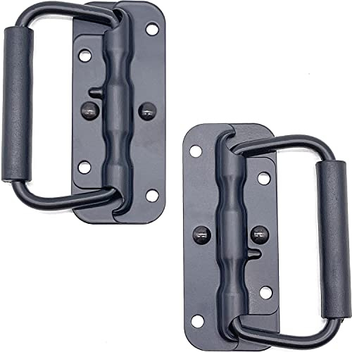 Mango Plegable de Resorte Asas para Maletas Asa Caja Transporte 2 Piezas Manijas con Resorte Negro Reemplazo de Manija para Caja de Herramientas o Caja de Almacenamiento