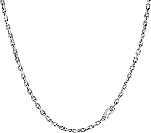 Beydodo Herren Halskette 925 Silber Biker, 4MM Rolokette mit Hakenverschluss Hip Hop Kette 75CM ohne Anhänger Silber Freundschaftskette Partnerkette