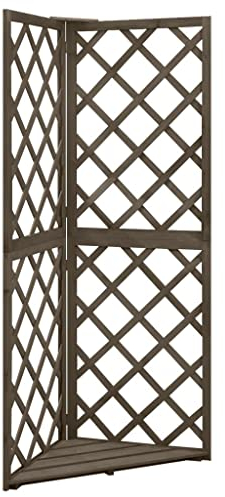 vidaXL Tannenholz Massiv Eckspalier Gartenspalier Rankgitter Rankhilfe Garten Rosengitter Blumengitter Holzgitter Pflanzengitter Grau 50x50x145cm