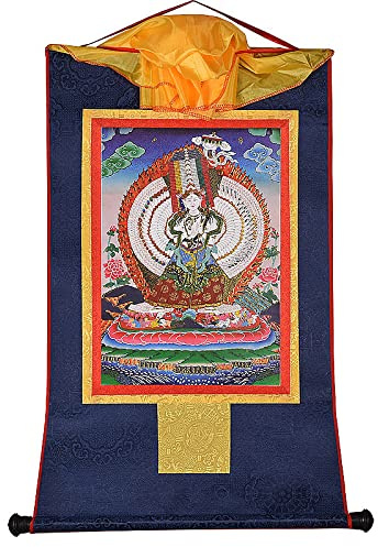 Large Tibetan Thangka of the White Umbrella Buddha - Hand-Painted Wall Art with Spiritual Significance(62 * 36cm)