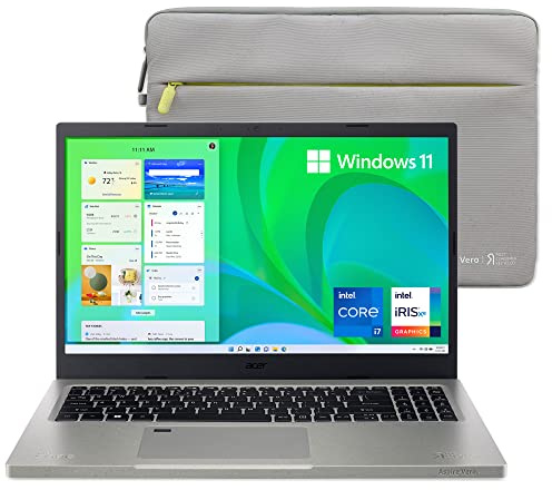 acer Aspire Vero AV15-51-7617 PC vert | Écran 15,6 po FHD IPS 100 % sRGB-Display | Intel Core i7-1195G7 de 11e génération | Carte graphique Intel Iris Xe | DDR4 16 Go | SSD NVMe 512 Go | Wi-Fi 6 |