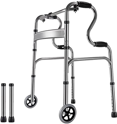 SEVEEZ Faltbar Gehgestell Mit Rad/Ohne Rad Doppelte Nutzung Multifunktional Rehabilitationshilfsmittel Gehhilfe Höhenverstellbar (Color : Grey)