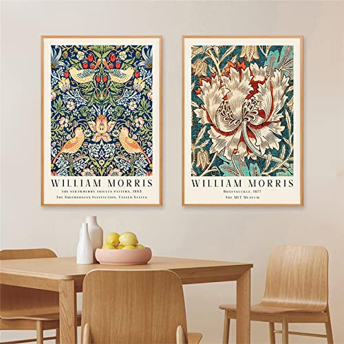 SDVIB William Morris Blumen Poster Leinwand Gemälde Blumen Wandkunst Veilchen Botanisches Poster Wohnzimmer Wohnkultur Bild 30x50cmx2Pcs Frameless