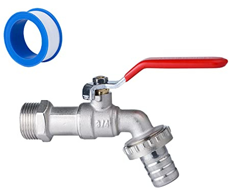 Tech Traders Premium 3/4'' Inch Brass Water Tap - Rust and Frost Resistant + 1x Hose Connector for Garden, Washing Machine, Rain Barrel
