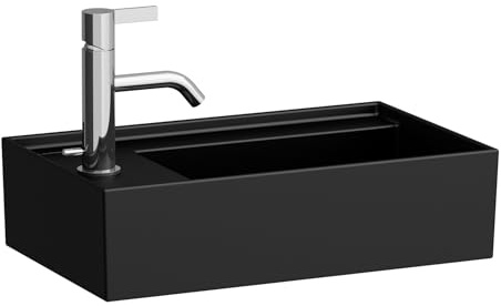 LAUFEN Kartell Handwaschbecken, Armaturenbank links, unterbaufähig, 1 Hahnloch, ohne Überlauf, 460x280mm, H8153357161111, Farbe: Schwarz Matt
