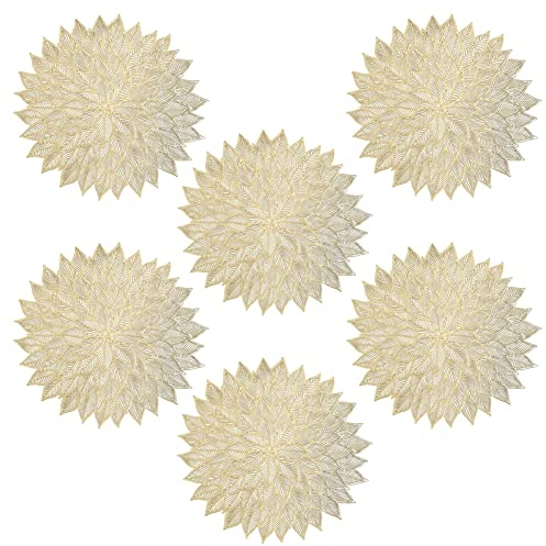 4 Pieces PVC Placemats Leaf Hollow Out Placemats Table Mats Heat Resistant Table Mats Washable Napkin for Hotel Restaurant Wedding Banquet