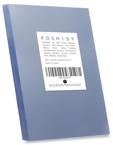FOSHISY Lot de 100 couvertures de reliure transparentes A4 en polyéthylène téréphtalate d'éthylène (PET) très résistantes - 200 microns