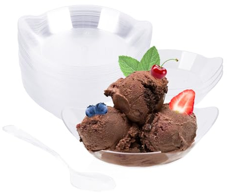 50 Pcs Mini Dessert Plates 2.99inch/7.6cm x 0.74Inch/1.9cm Small Clear Appetizer Plates with 9.5cm/3.74in Spoons, Reusable Leaf Shape Dessert Plates for Appetisers Fruit Cake Pudding Mousse Ice Iream