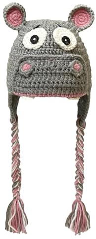 BOMHCS Kreative Hippo Beanie Halloween Lustige Tier Augen Ohren Geflecht Ohrenschützer Hüte Kopfbedeckung